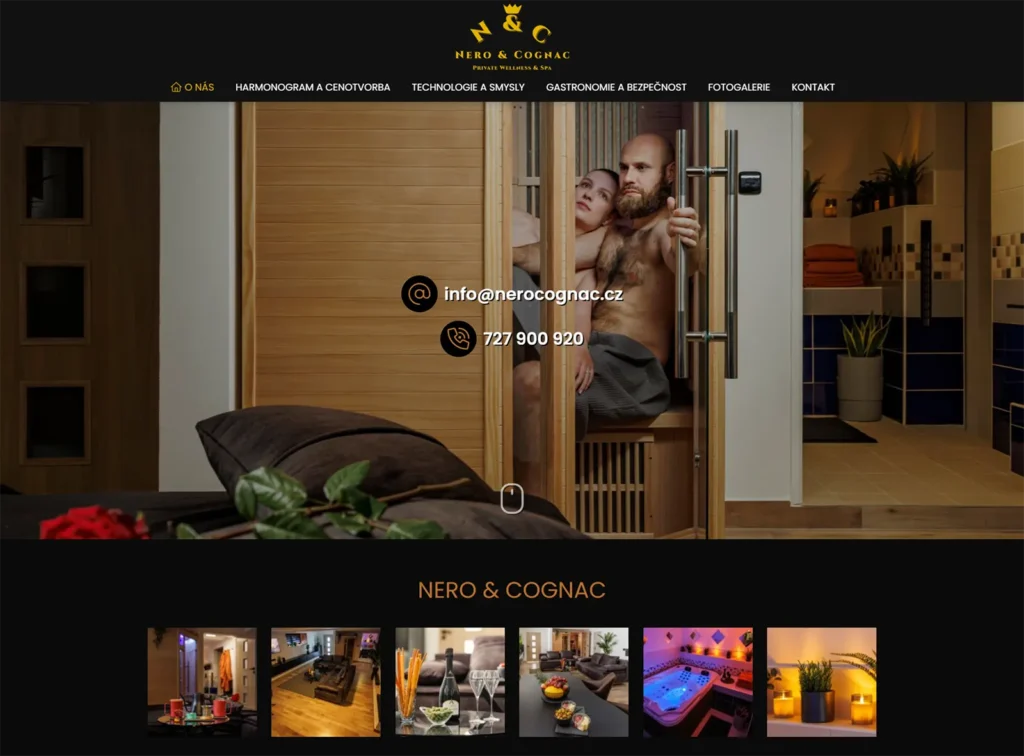 Ukázka použití reklamních fotografií na webu Nero & Cognac